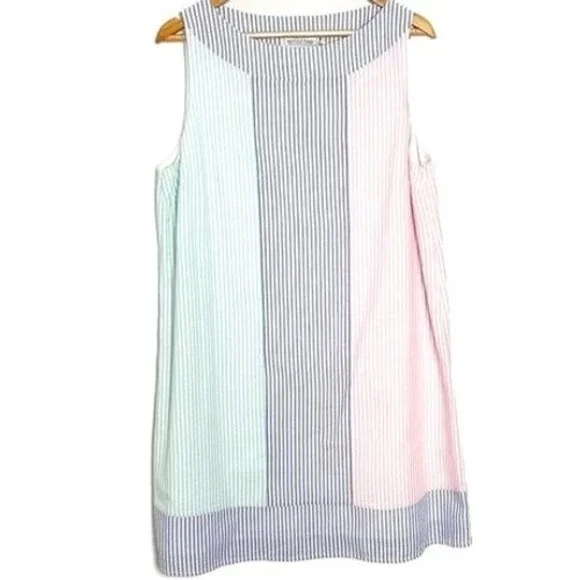 Vineyard Vines Kentucky Derby NWT Seersucker Shift Dress Multi Color Womens 16 - Picture 2 of 8
